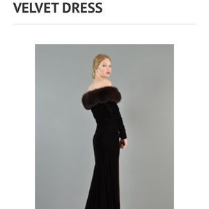 Vintage Brown Velvet gown with real fox fur